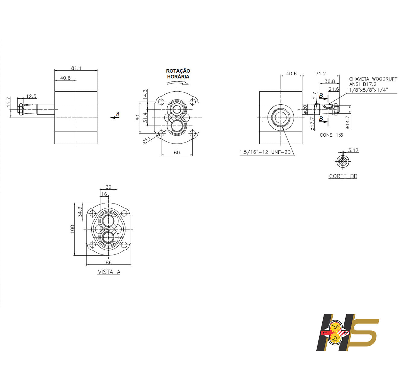 Conjunto Rotativo Bomba Caterpillar Freio/Ventilador 3782834, 924K ANTIGA, 924H, 930H