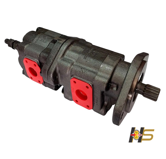 Bomba Hidráulica Dupla Principal e Direção Retroescavadeira CASE E69484.